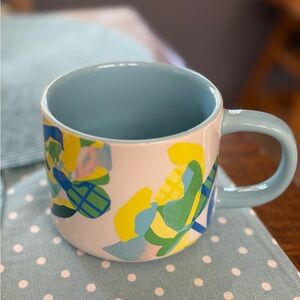 🩵 Starbucks Spring Citrus Floral Bee Abstract Mug blue yellow white EUC 2023